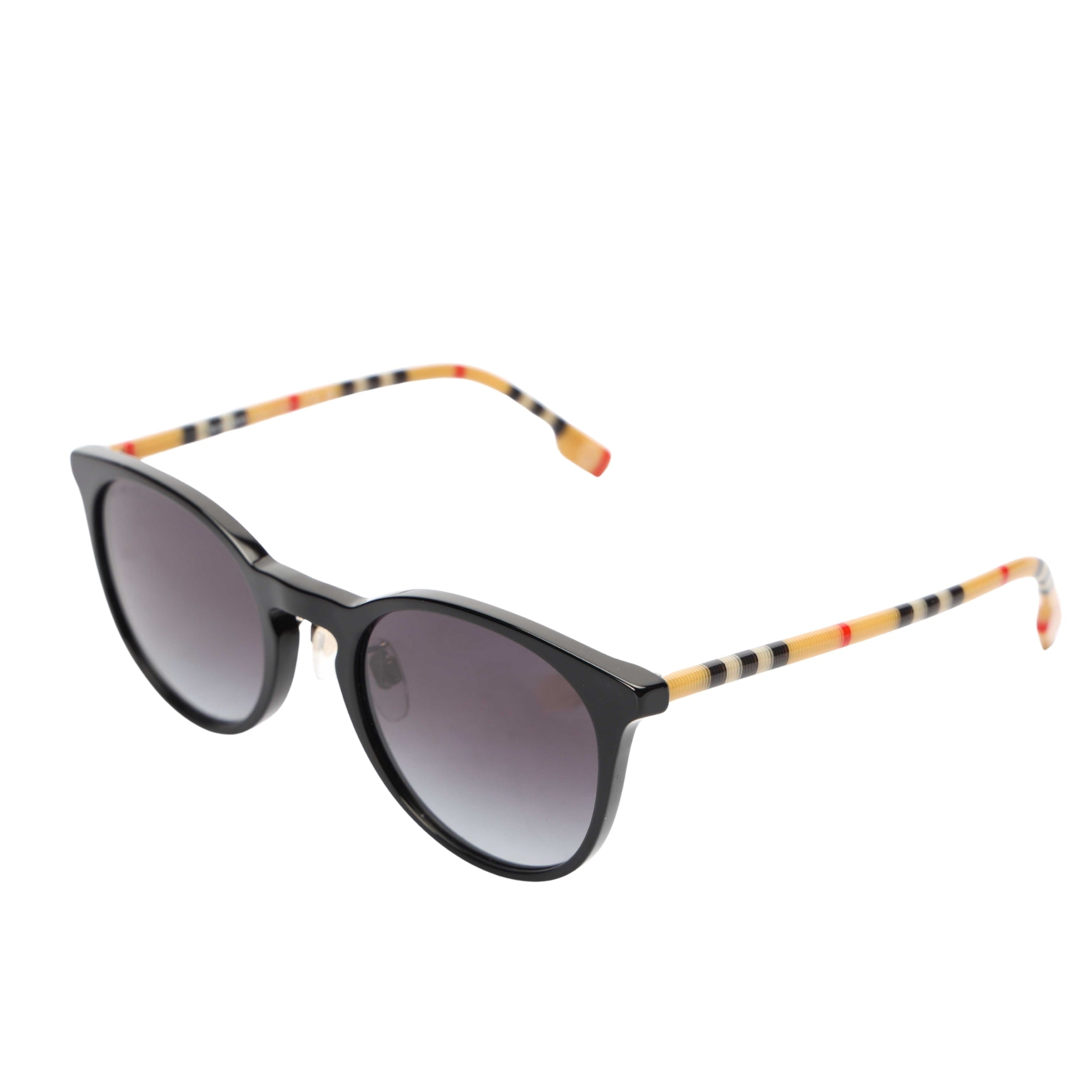 Burberry Tubular Check Round Sunglasses