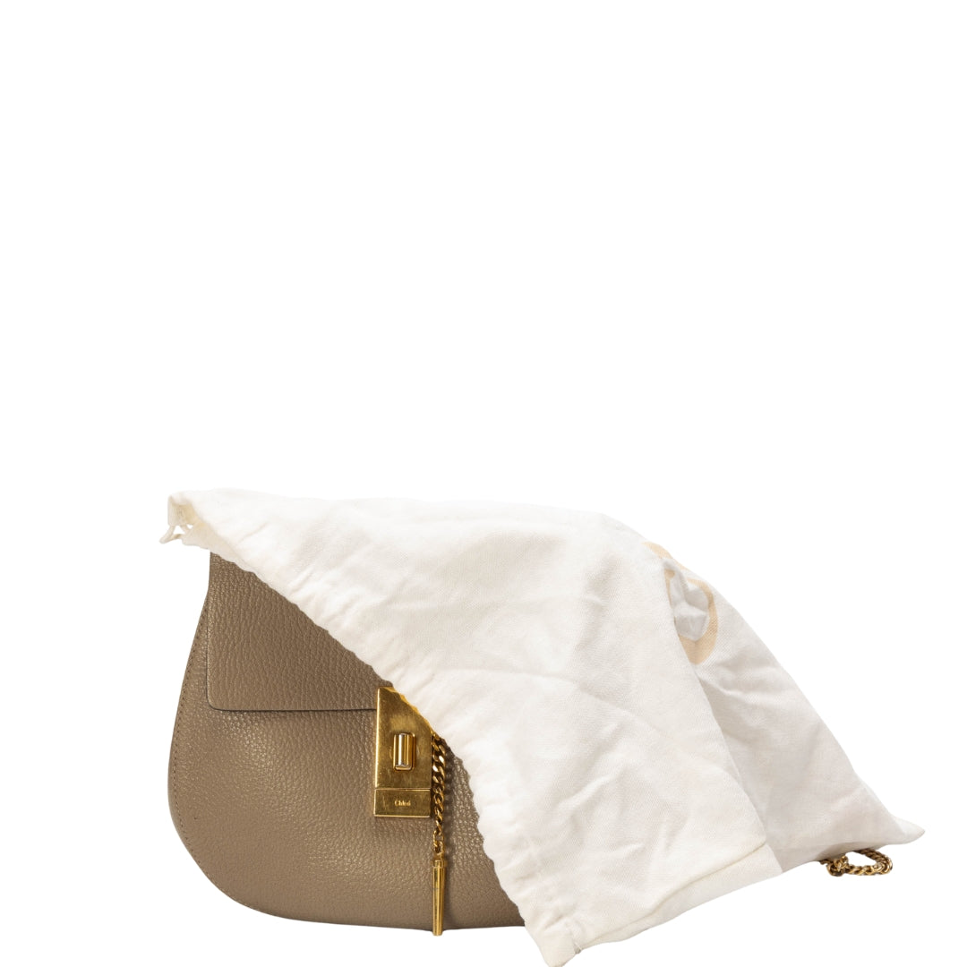 Chloe Beige Drew Chain Shoulder Bag