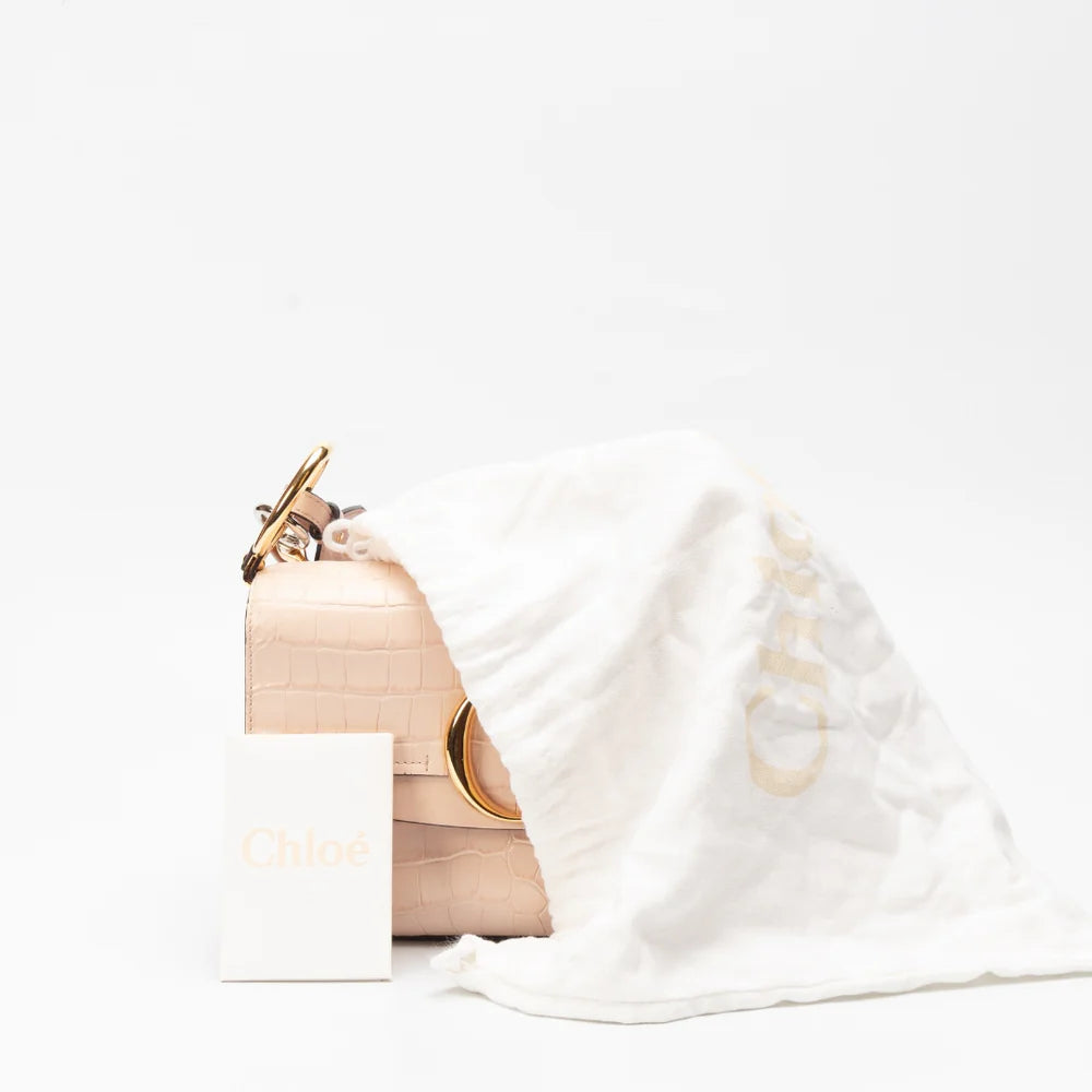 Chloe C Leather-Trimmed Croc-Effect Shoulder Bag