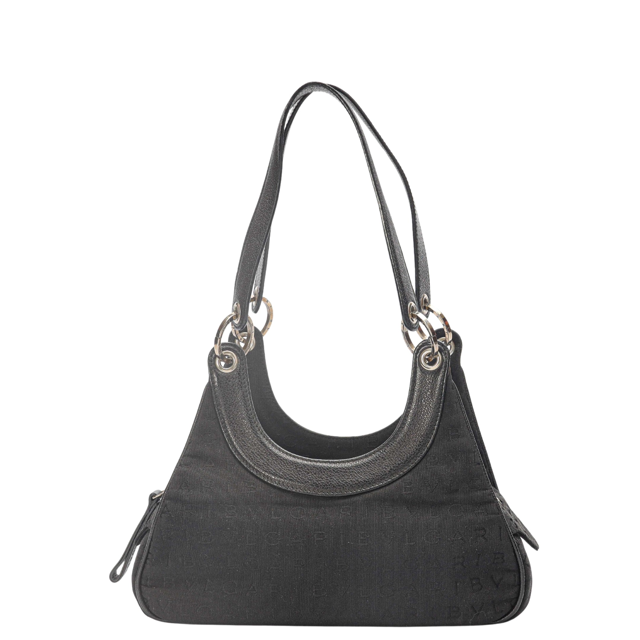 Bvlgari Black Logo Canvas Shoulder Bag
