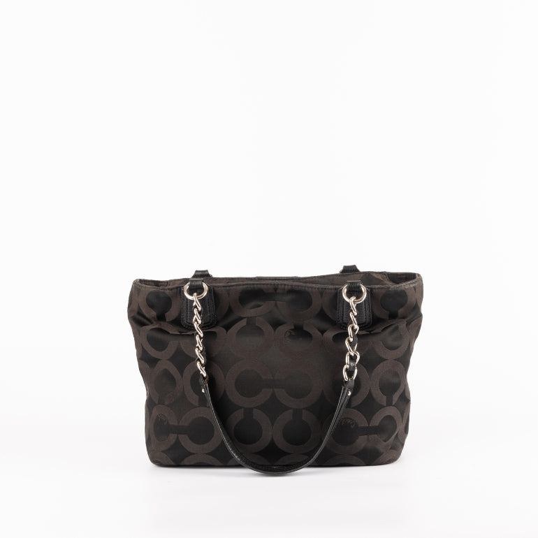 Coach Black Signature Nylon Mia Opaque Chain Shoulder Bag