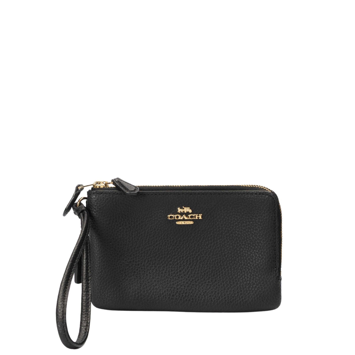 Coach Double Corner Zip Black Wallet