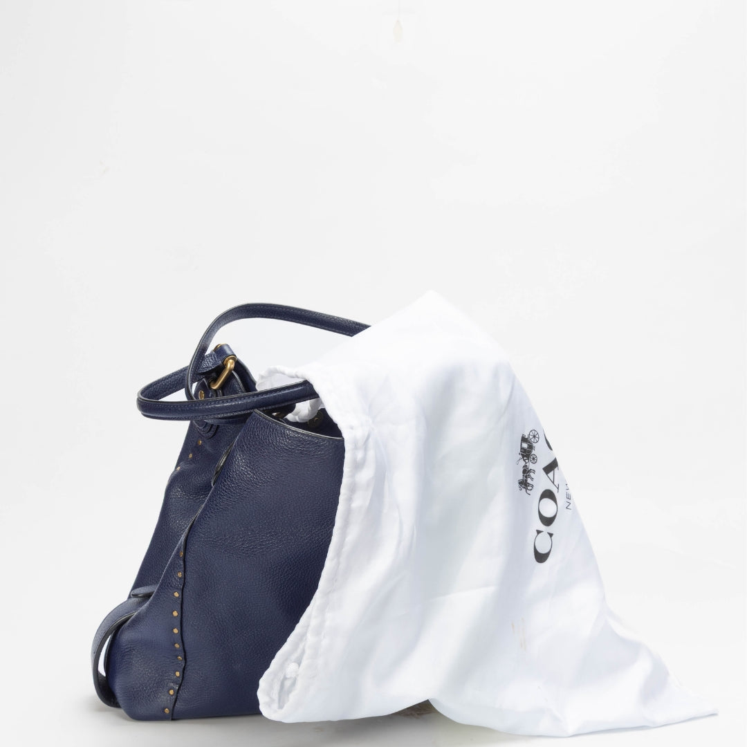Coach Navy Edie Shoulder Bag 31 With Rivets