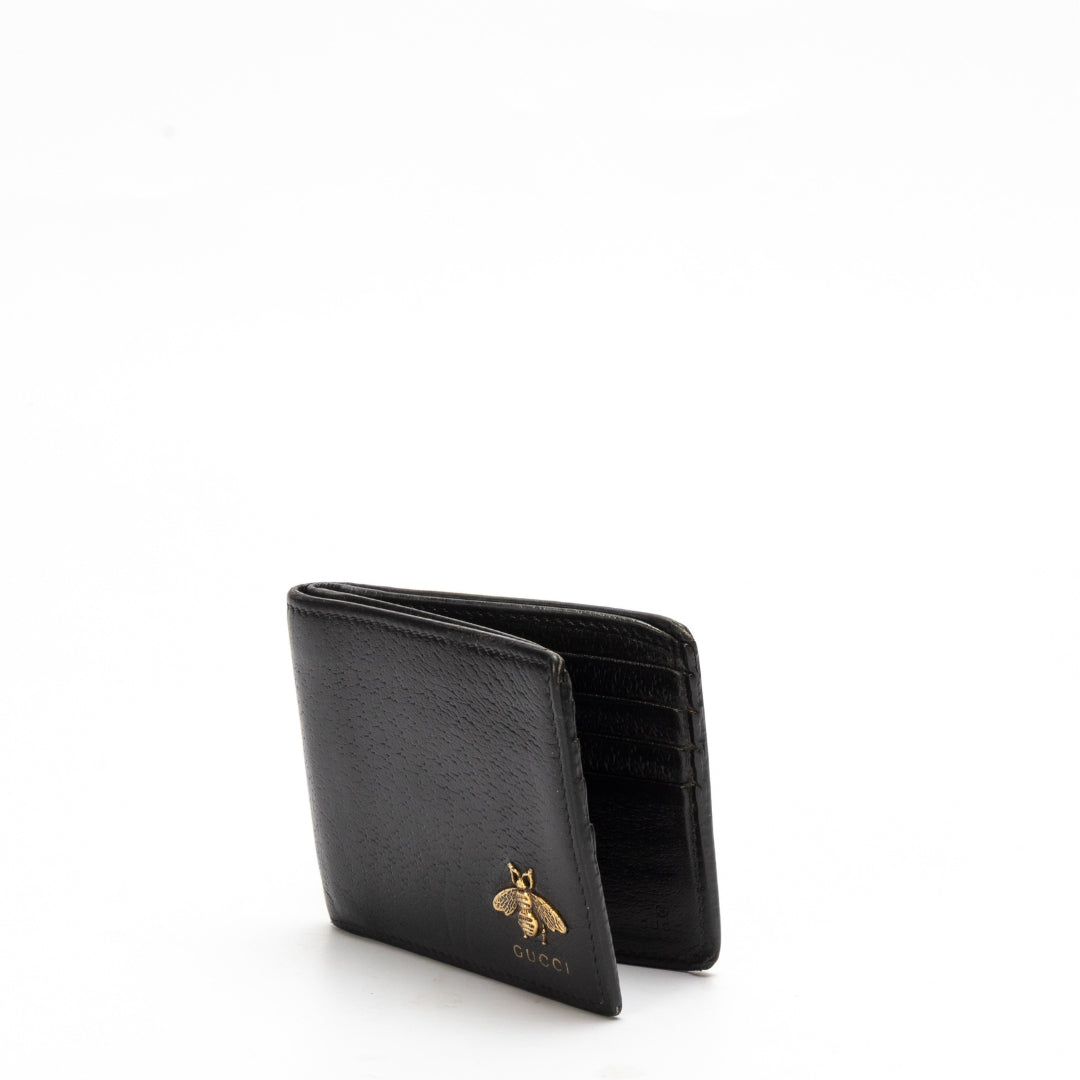 Gucci Bee Black Leather Bifold Wallet