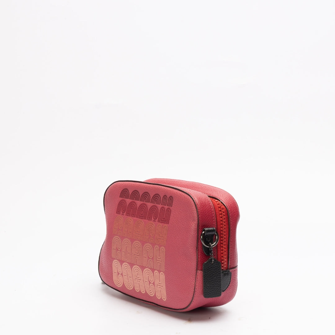 Coach Pink Logo Print Camera Bag