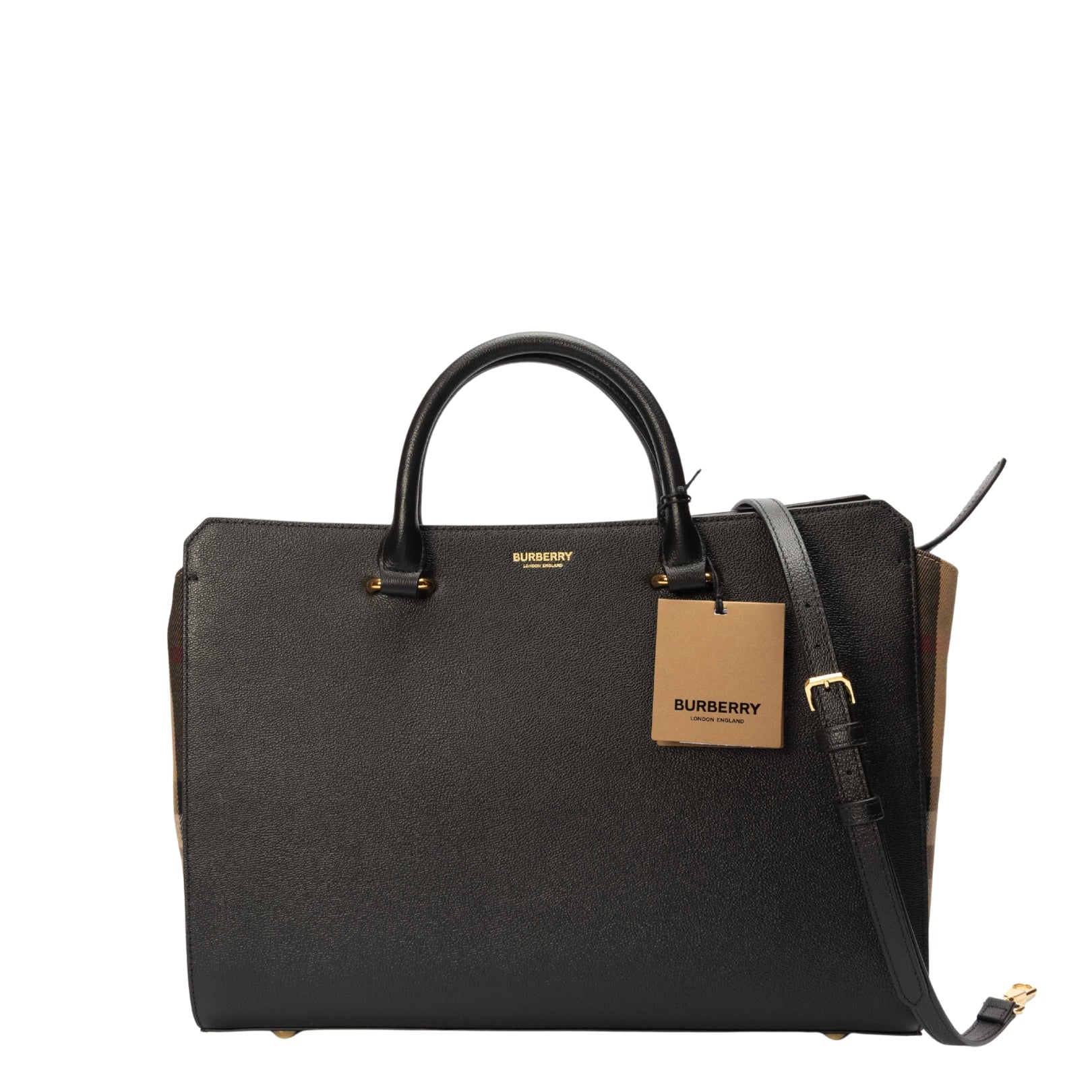 Burberry Black Vintage Check Banwell Convertible Bag