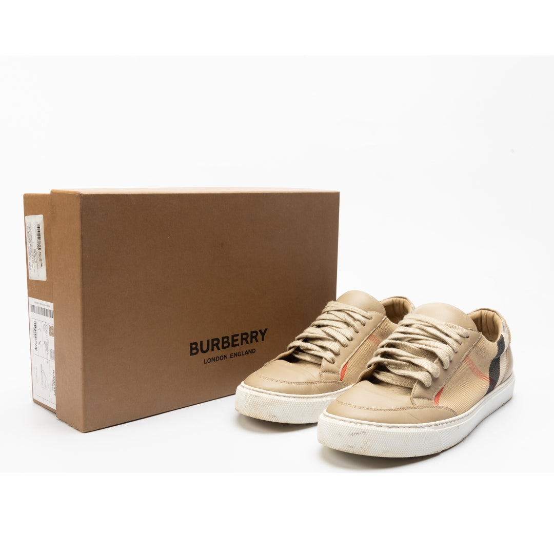 Burberry Beige House Check Canvas Sneakers