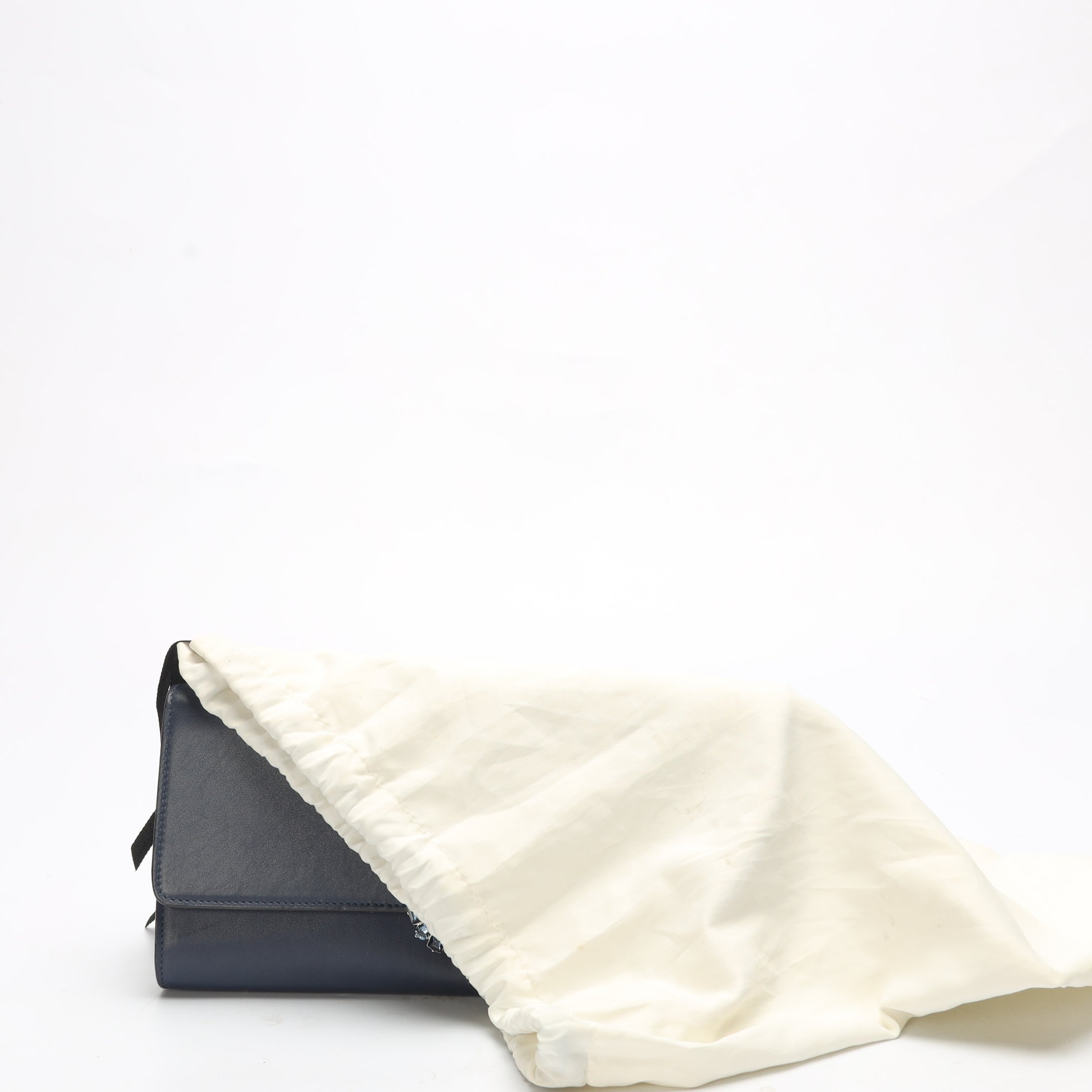 Gucci Navy Satin GG Broadway Crystals Clutch