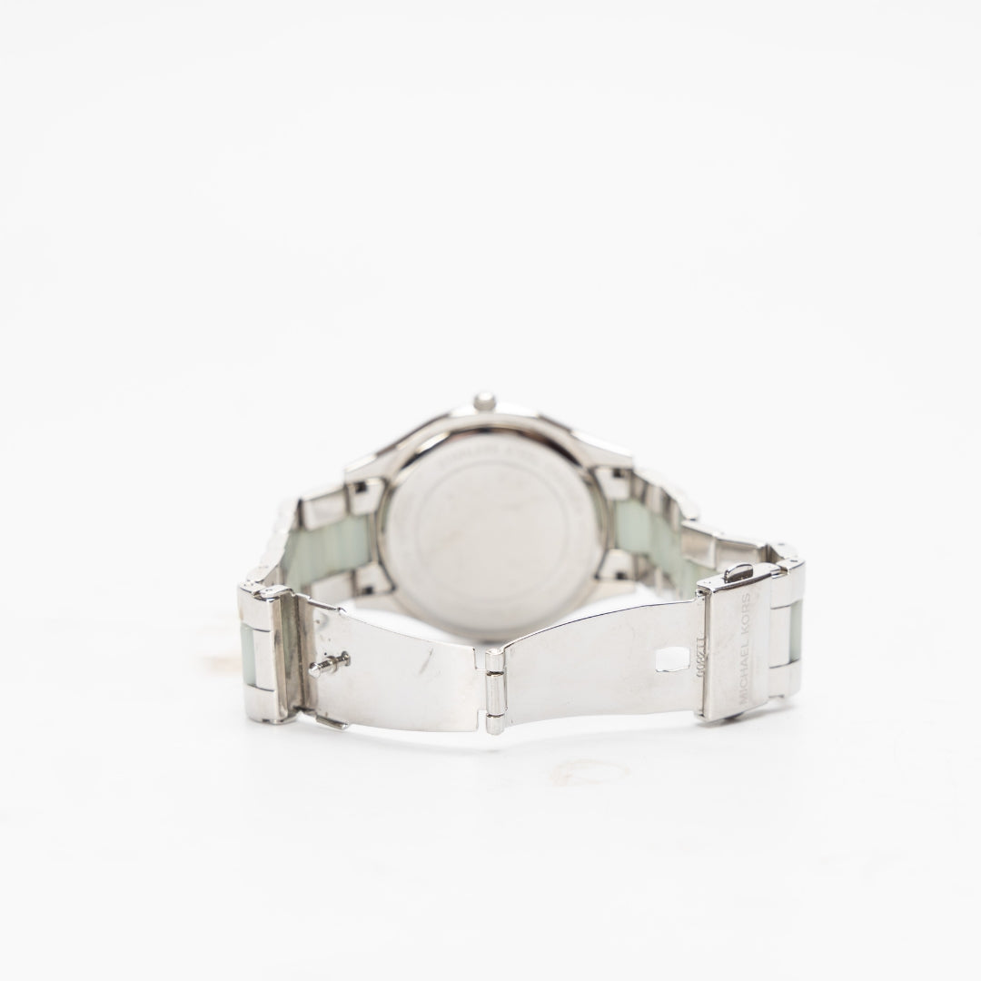 Michael Kors Slim Runway Silver-Tone Acetate Watch