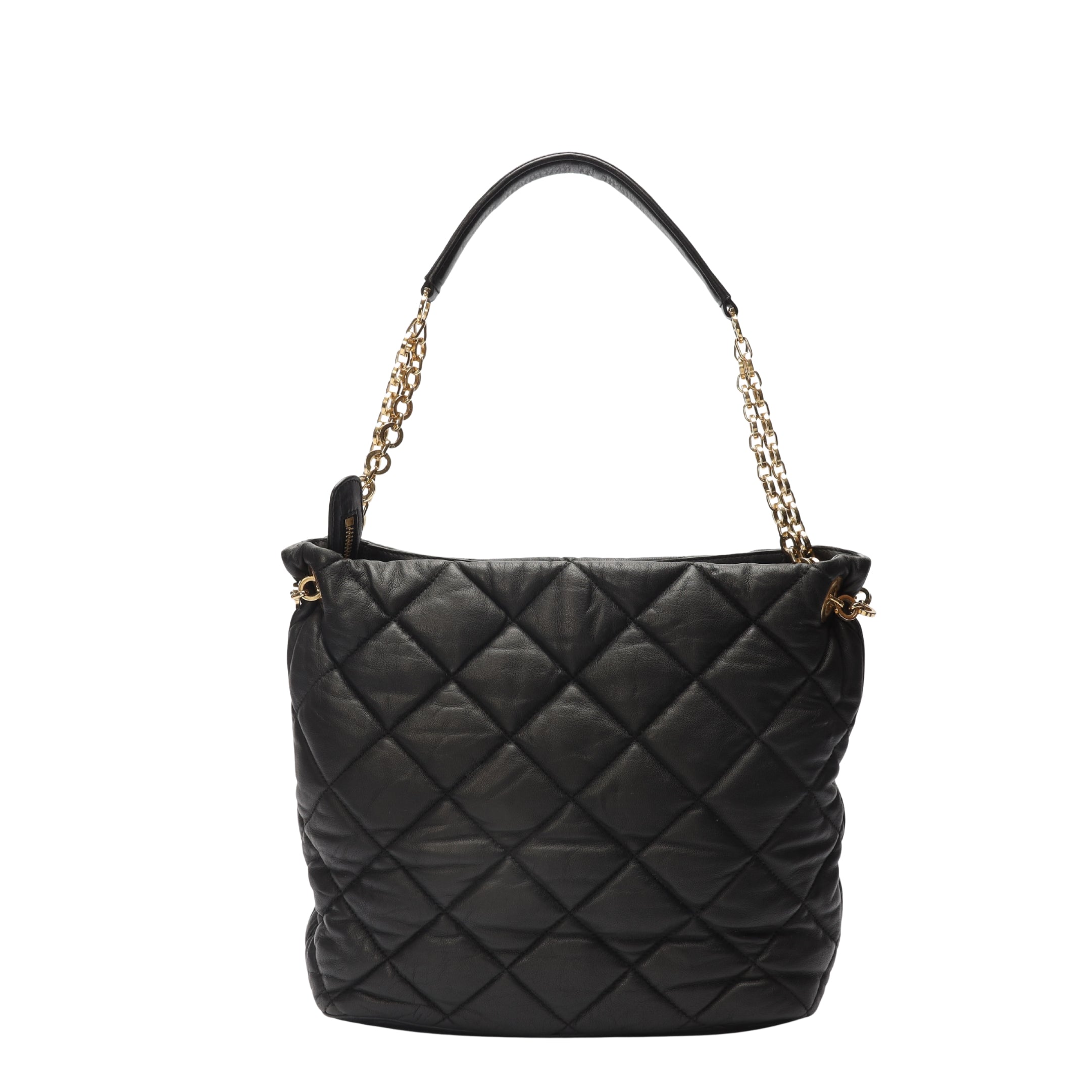 Salvatore Ferragamo Genny Black Quilted Bucket Bag