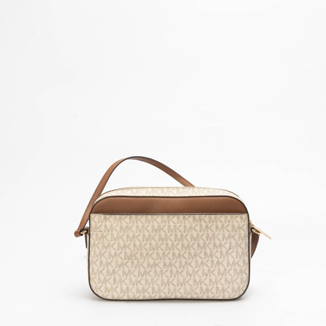 Michael Kors Jet Set Vanilla/Brown Crossbody Bag