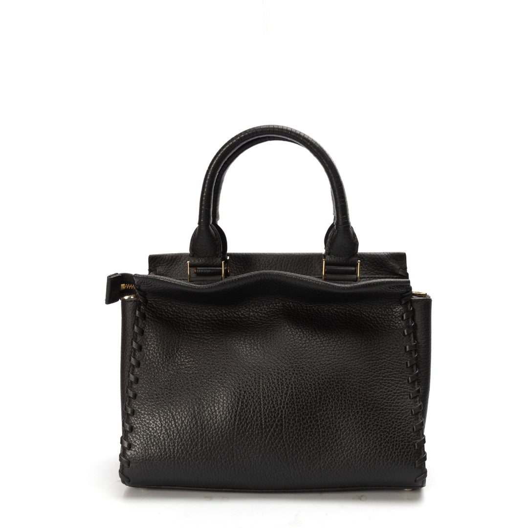 Kate Spade Black Larissa Floral Whipstitch Satchel