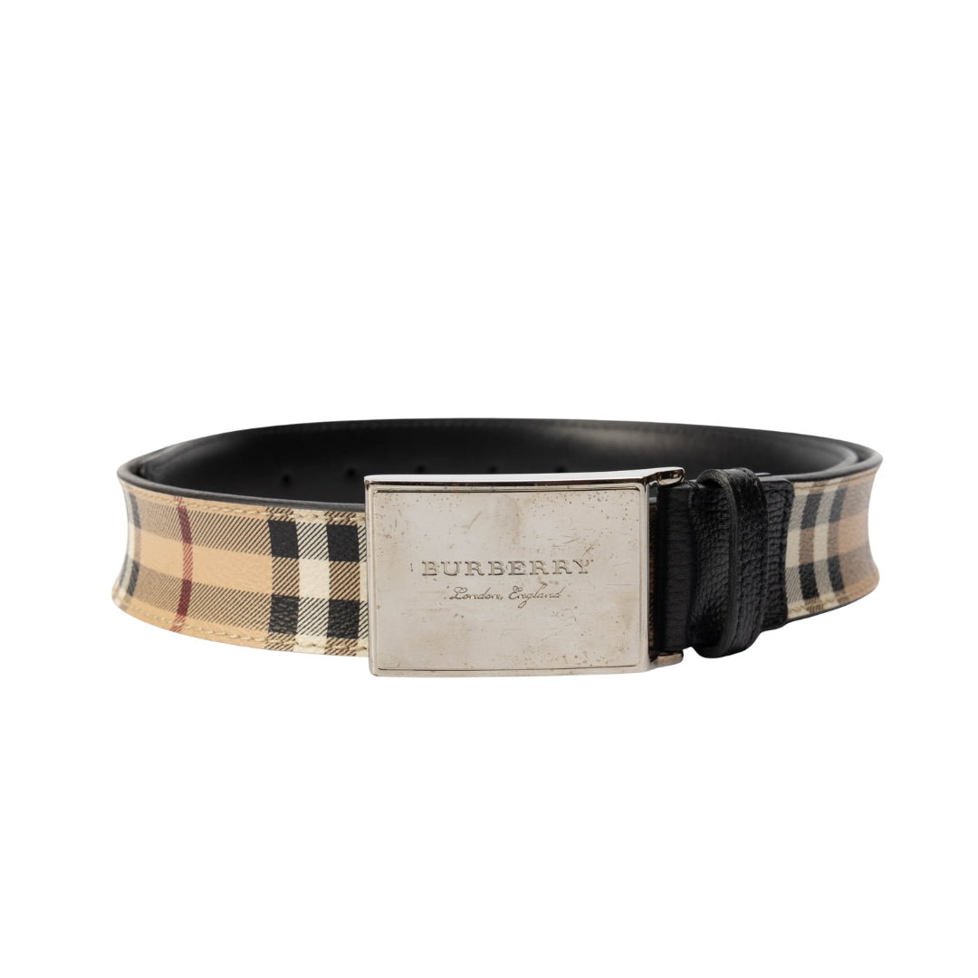 Burberry Beige House Check Canvas Leather Belt