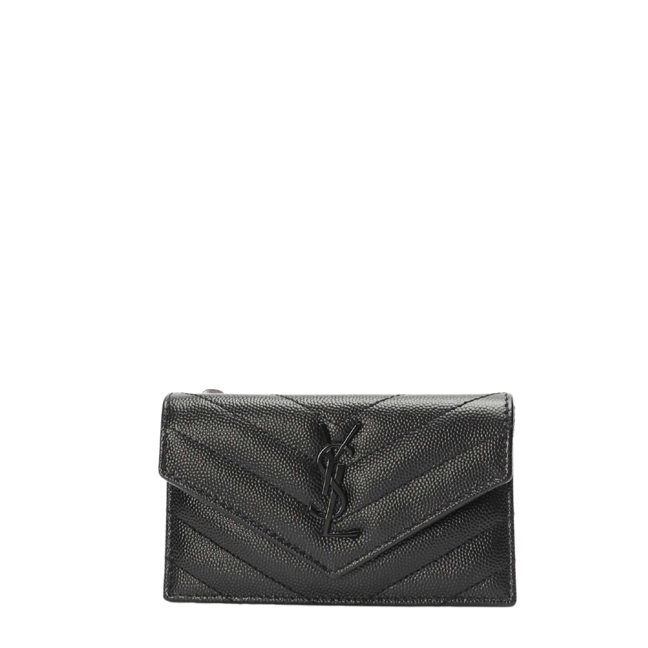 Saint Laurent Cassandre Black Matelasse Flap Wallet