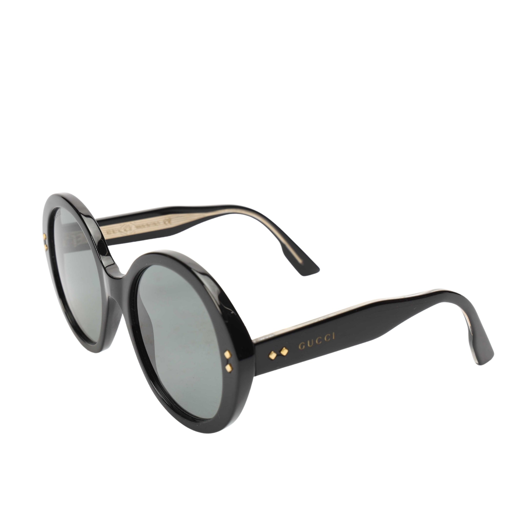 Gucci Black Acetate Round Sunglasses
