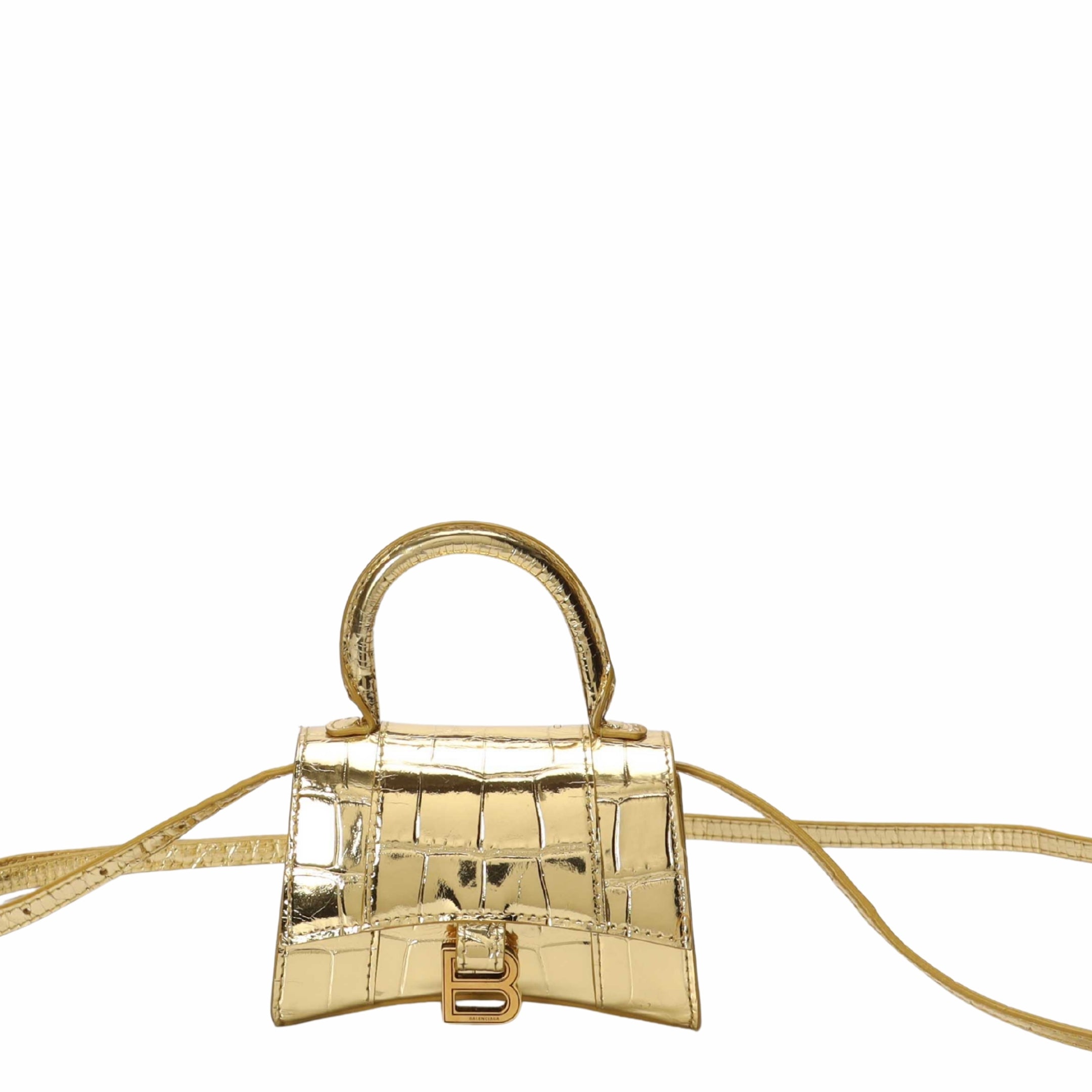 Balenciaga Gold Metallic Hourglass XS Crossbody Bag