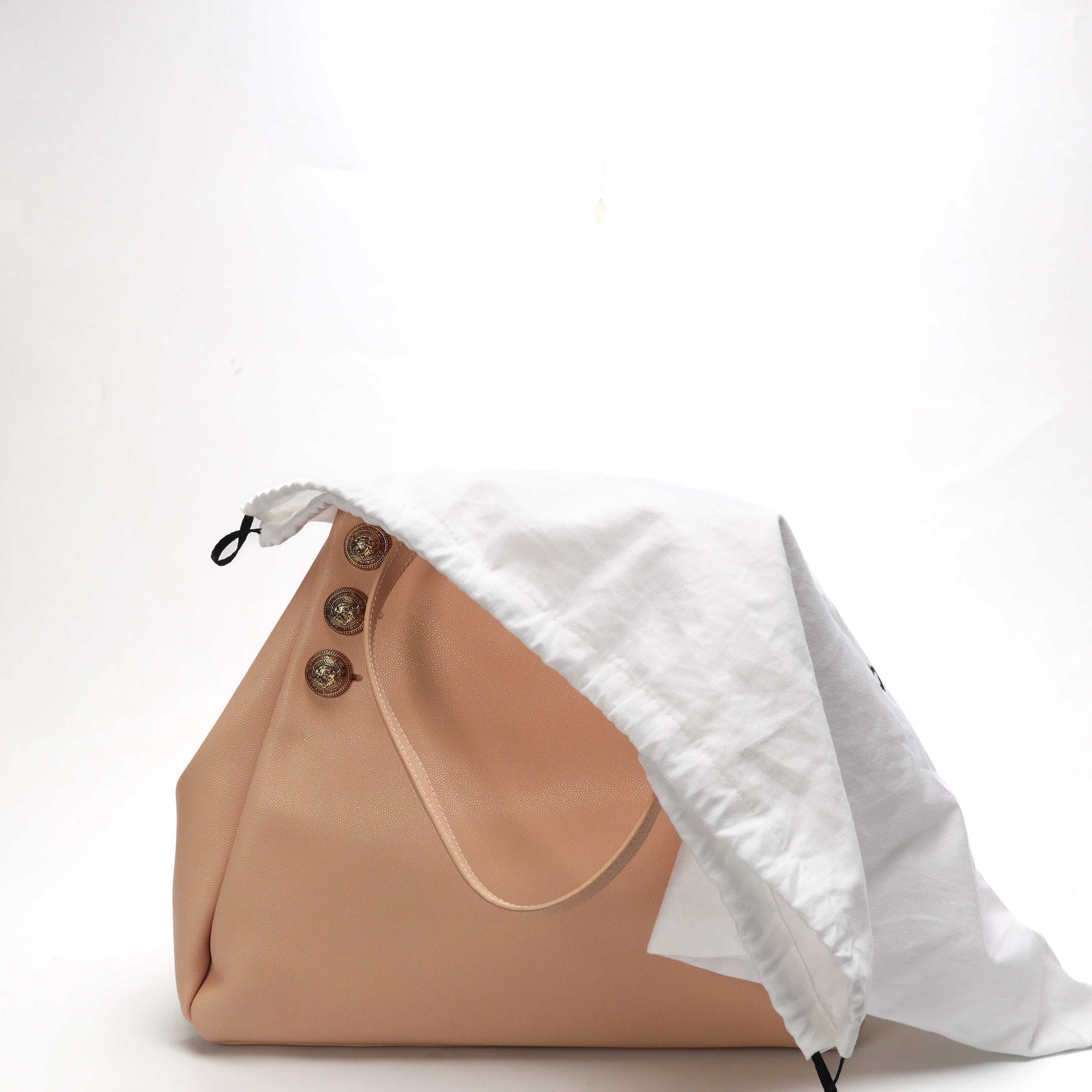 Balmain Embleme Peach Grained Calfskin Tote