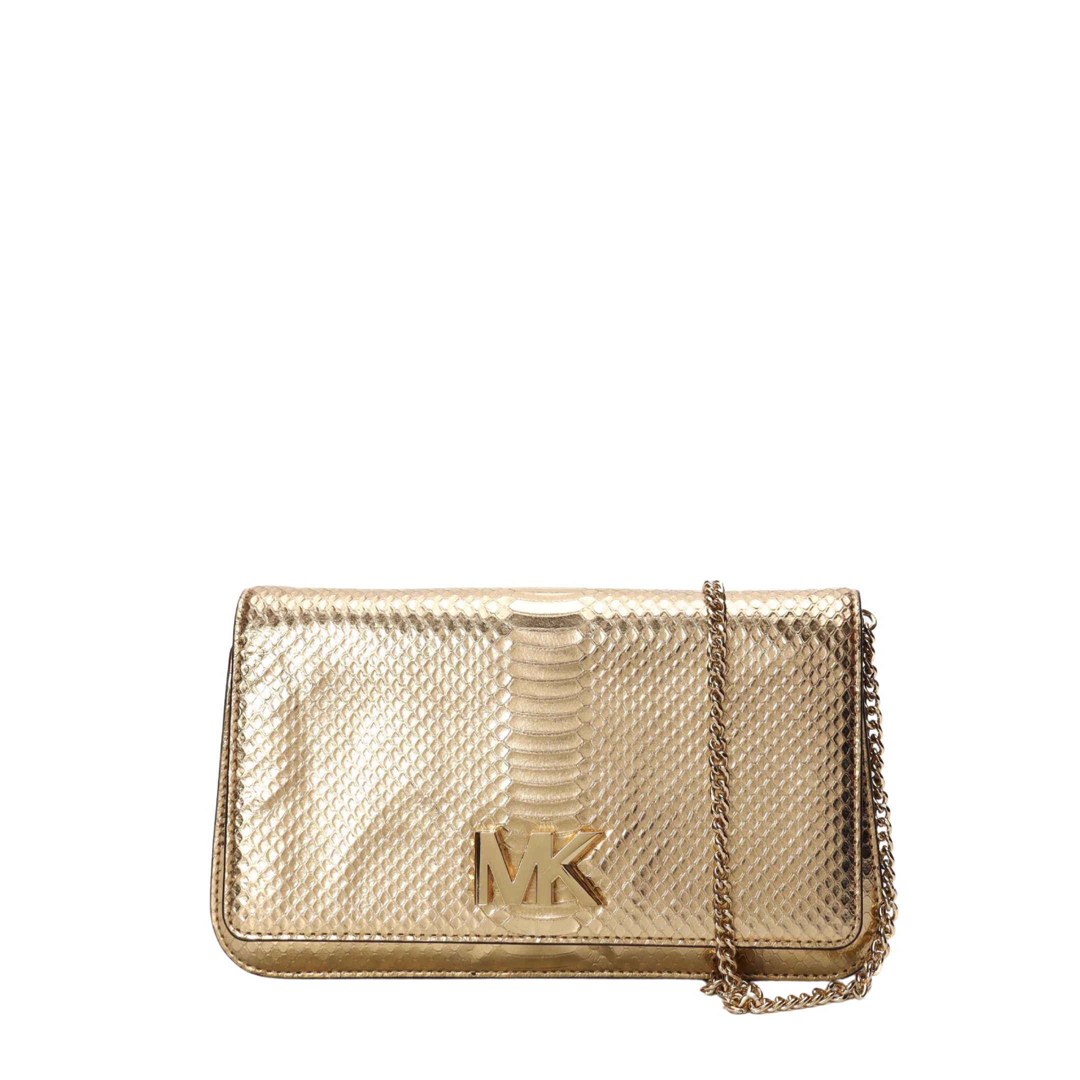 Michael Kors Mott Metallic Gold Clutch Crossbody Bag