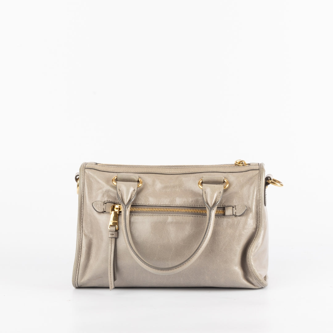 Miu Miu Vitello Shine Leather Bauletto Satchel