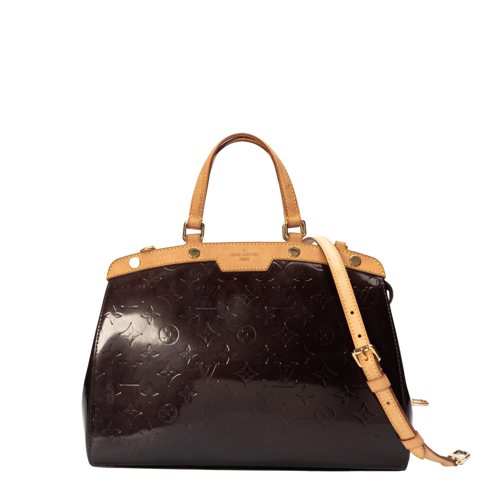 Louis Vuitton Maroon Amarante Monogram Vernis Brea GM Bag