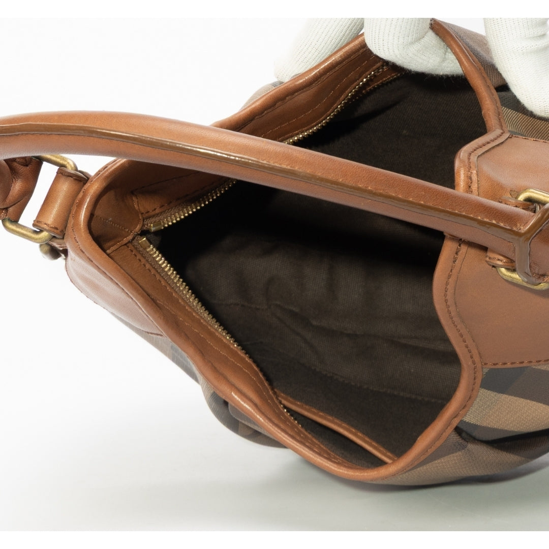 Burberry Plaid Coated Canvas Shoulder Bag