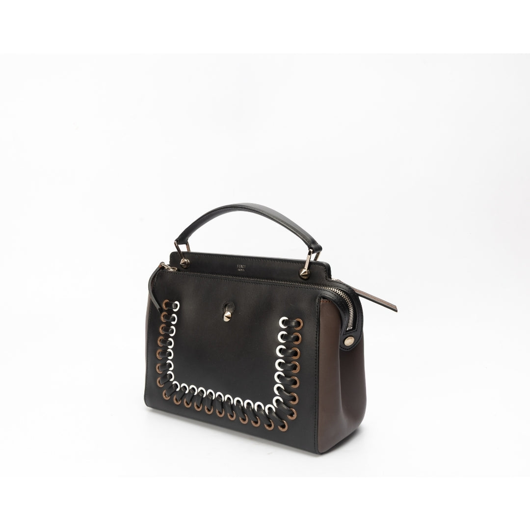 Fendi Dotcom Black Leather Shoulder Bag