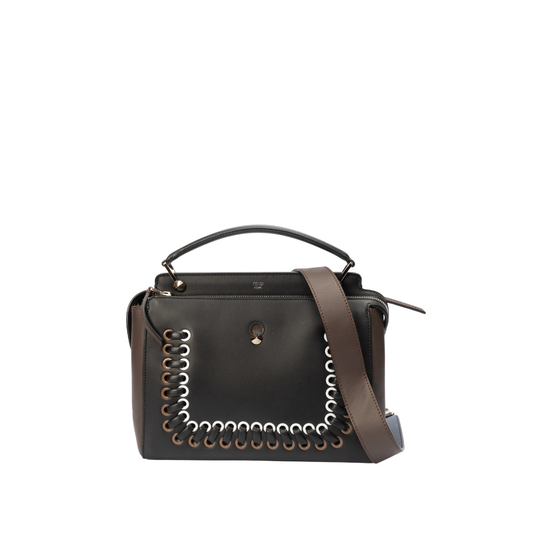 Fendi Dotcom Black Leather Shoulder Bag