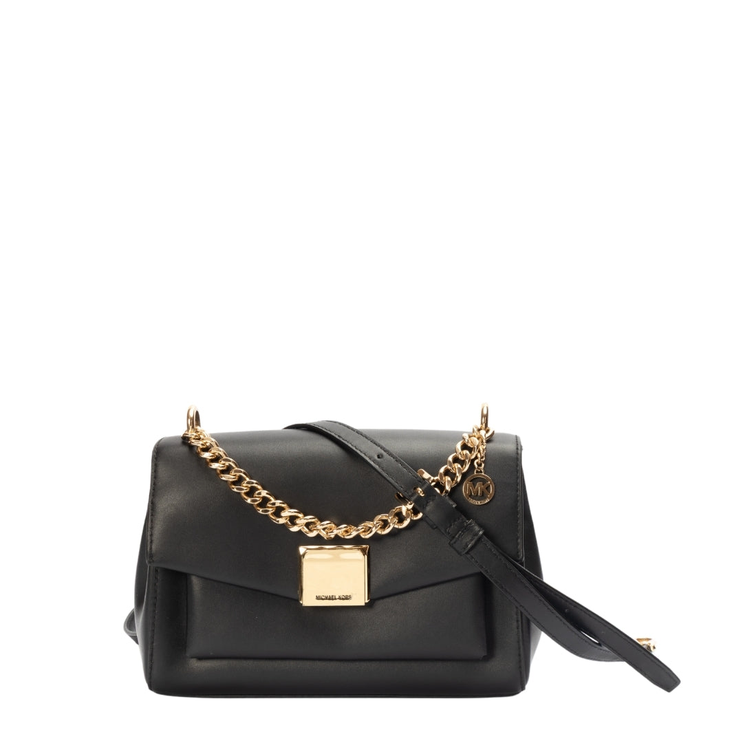 Michael Kors Black Leather Small Lita Crossbody Bag