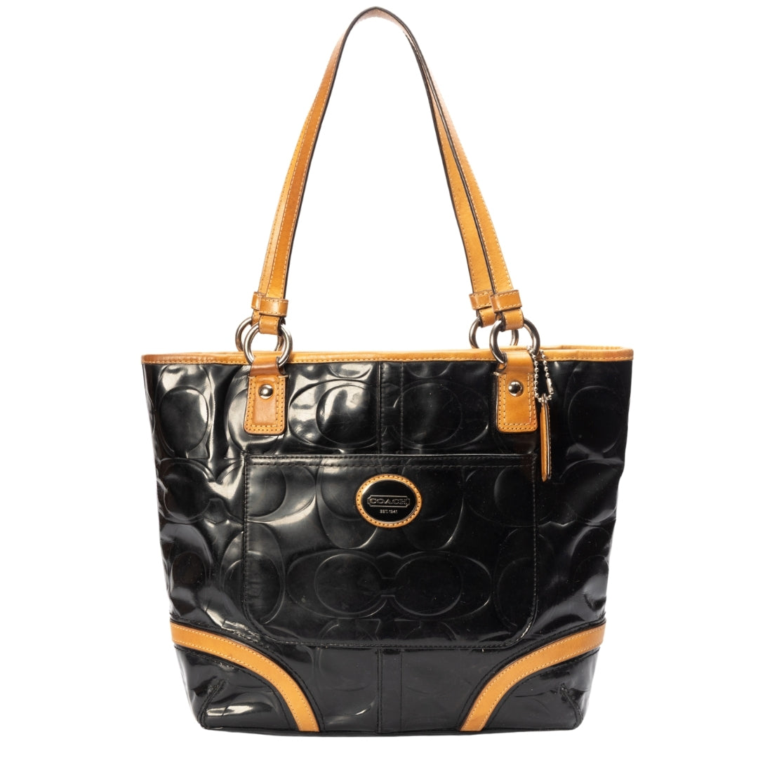 Coach Black Patent Leather Peyton Tote