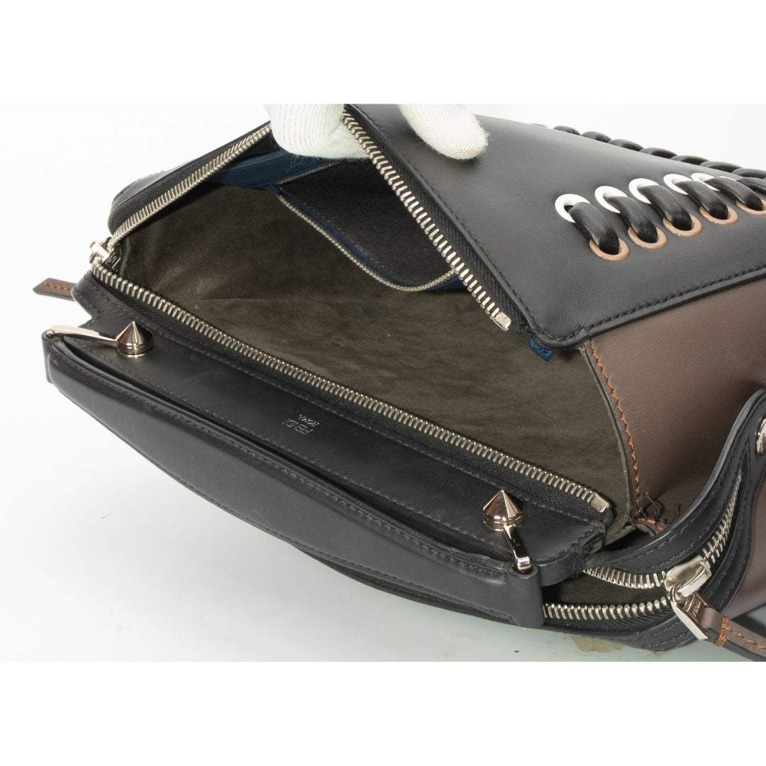 Fendi Dotcom Black Leather Shoulder Bag