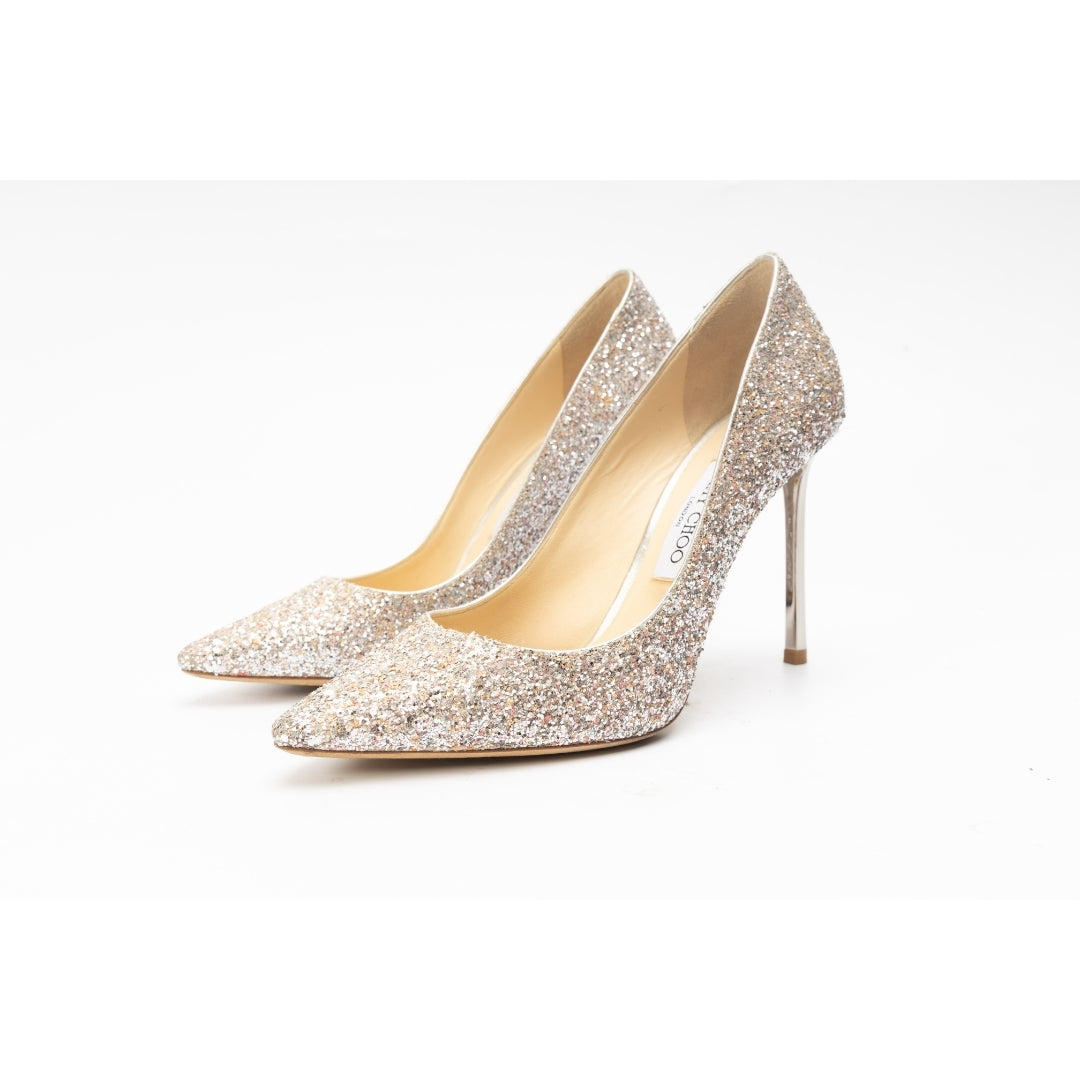 Jimmy Choo Love 85 Coarse Glitter Fabric Pumps