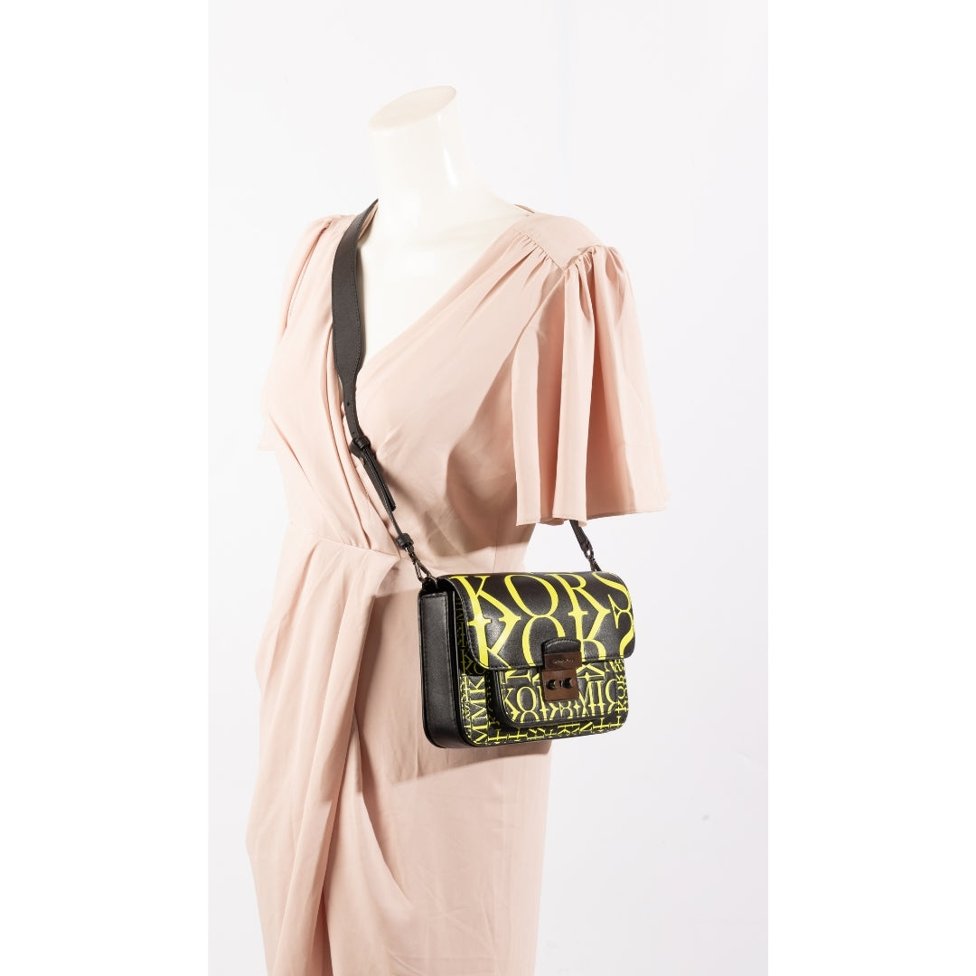 Michael Kors Sloan Editor Newsprint Leather Shoulder Bag