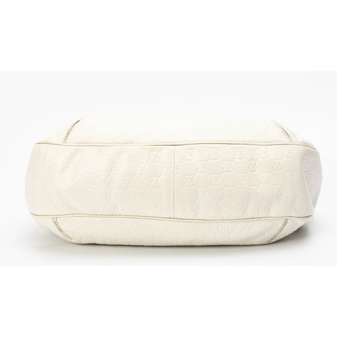 Gucci Ivory Guccissima Leather Web Hobo Bag