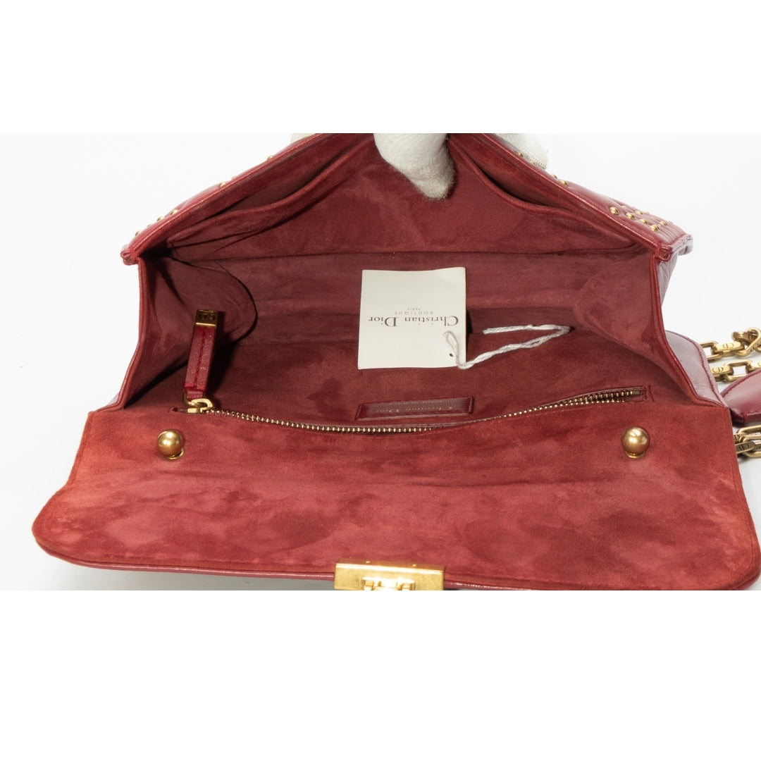 Dior Red Cannage Leather Small DiorAddict Shoulder Bag