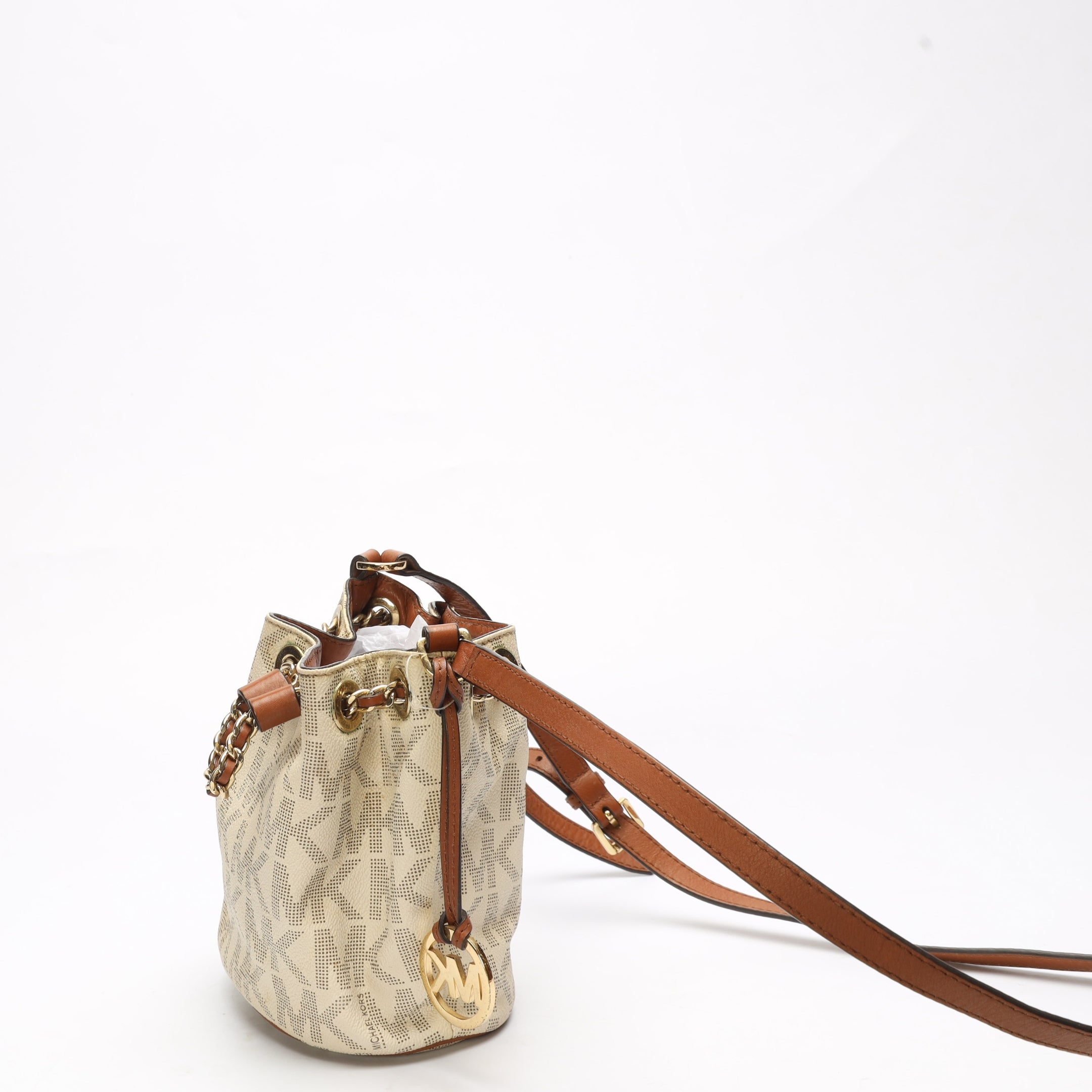 Michael Kors Vanilla Logo Bucket Crossbody Bag