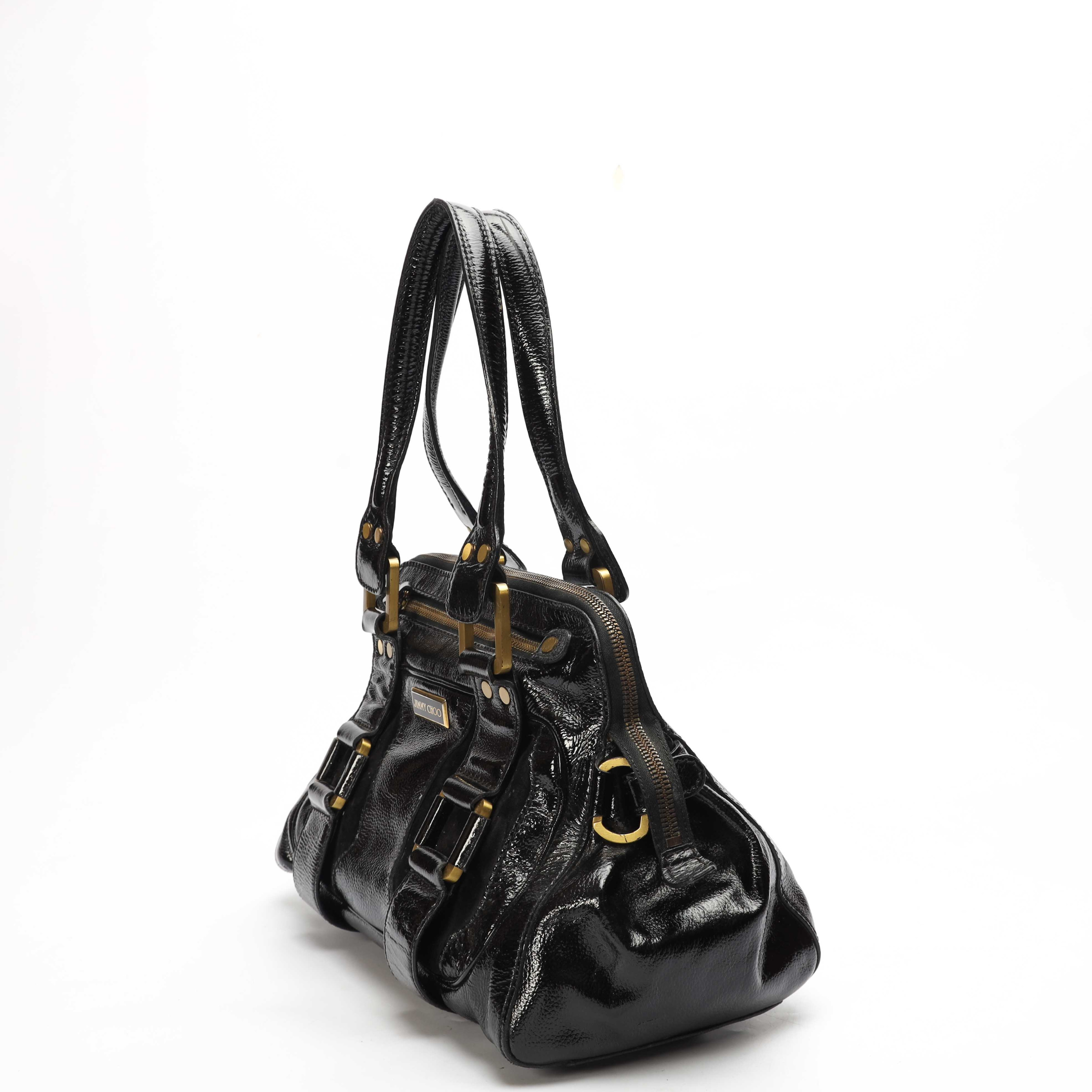 Jimmy Choo Malena Black Leather Satchel Handbag