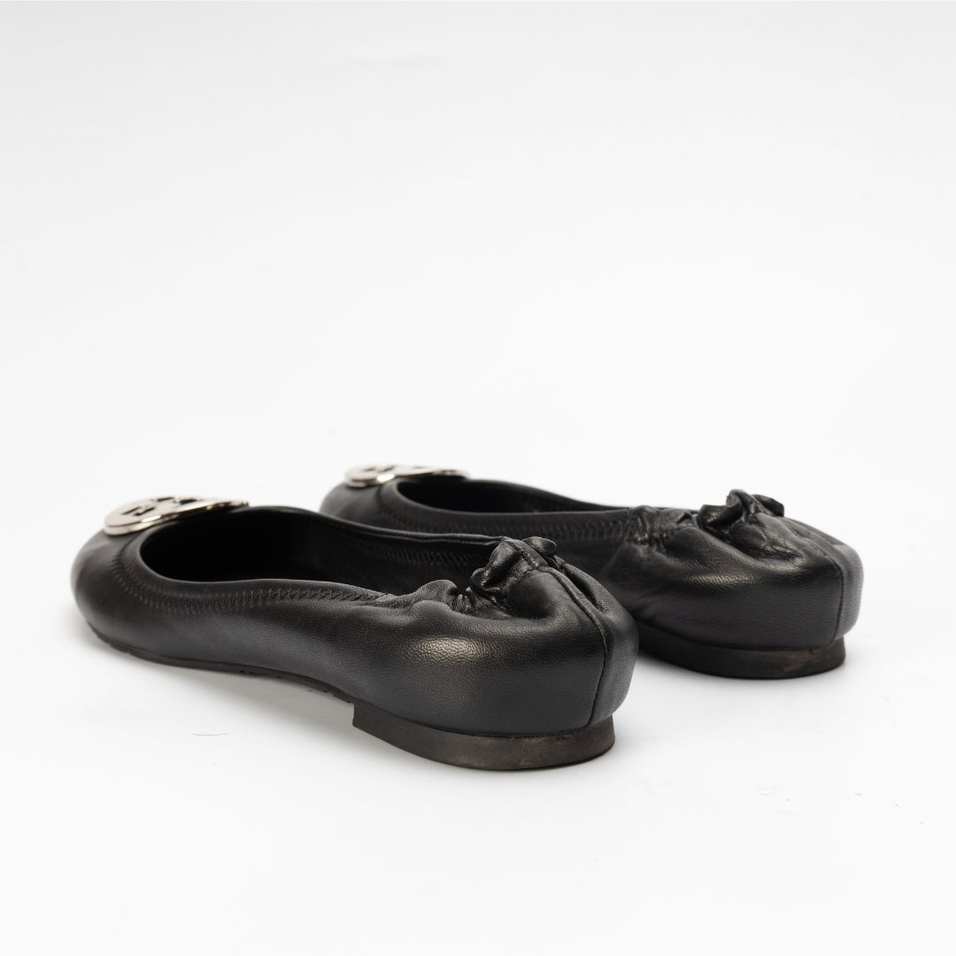 Tory Burch Black Minnie Logo Ballet Flats