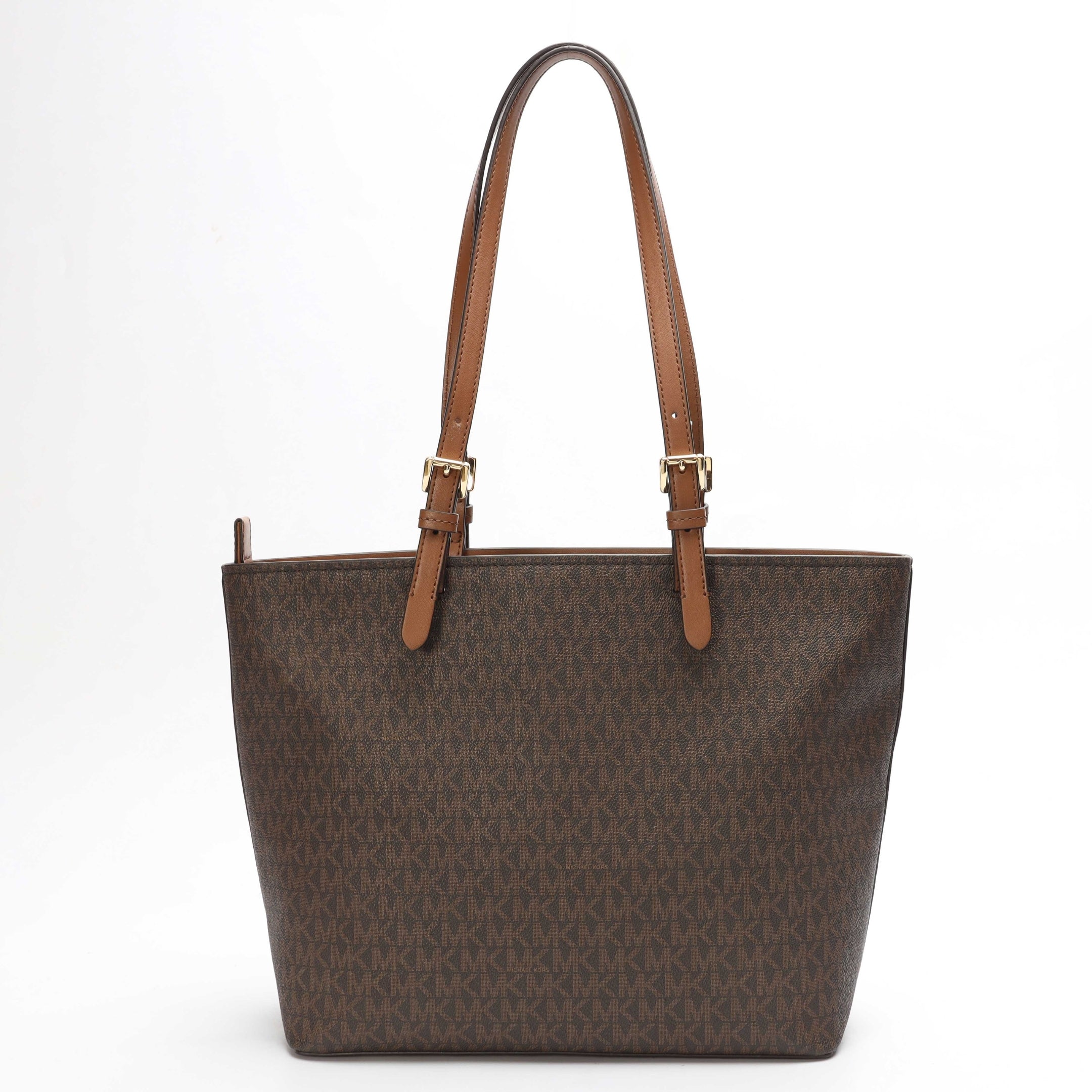 Michael Kors Jet Set Brown Medium Logo Pocket Tote