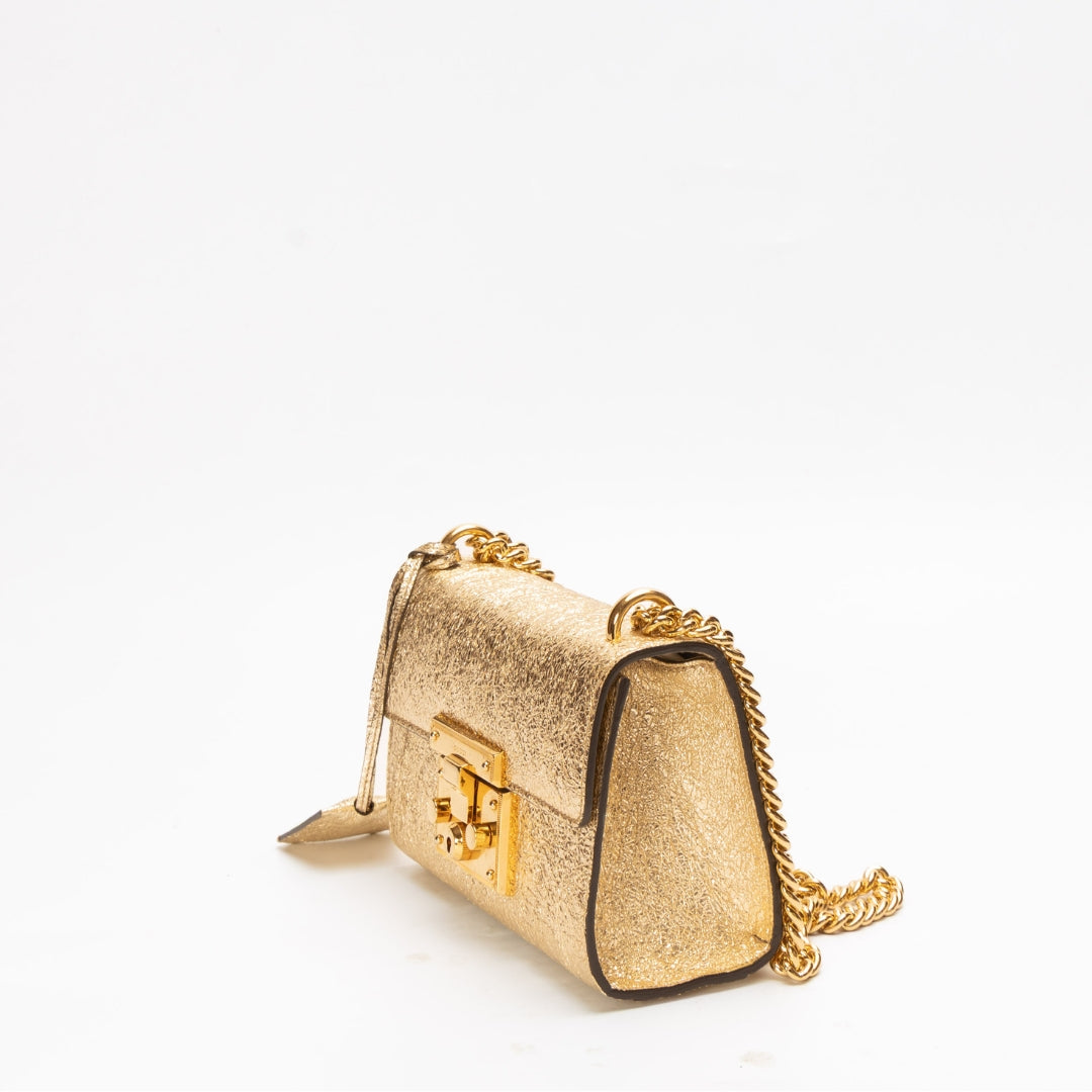 Gucci Gold Metallic Padlock Shoulder Bag
