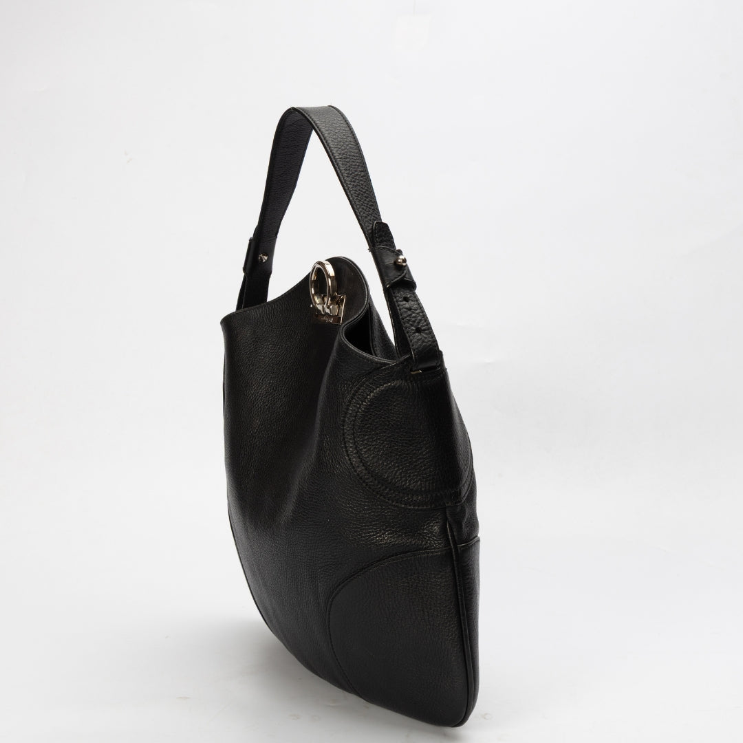 Salvatore Ferragamo Gancini Black Hobo Bag