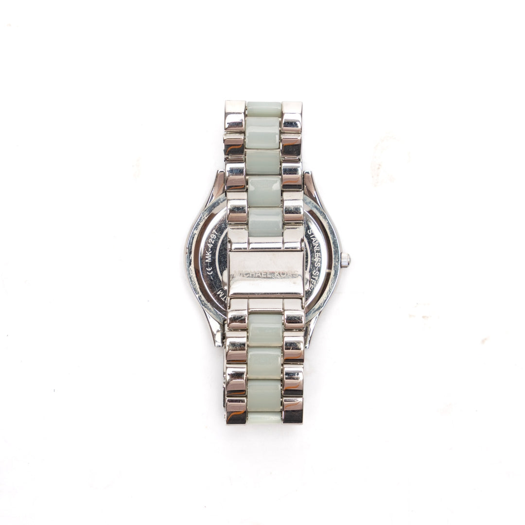 Michael Kors Slim Runway Silver-Tone Acetate Watch
