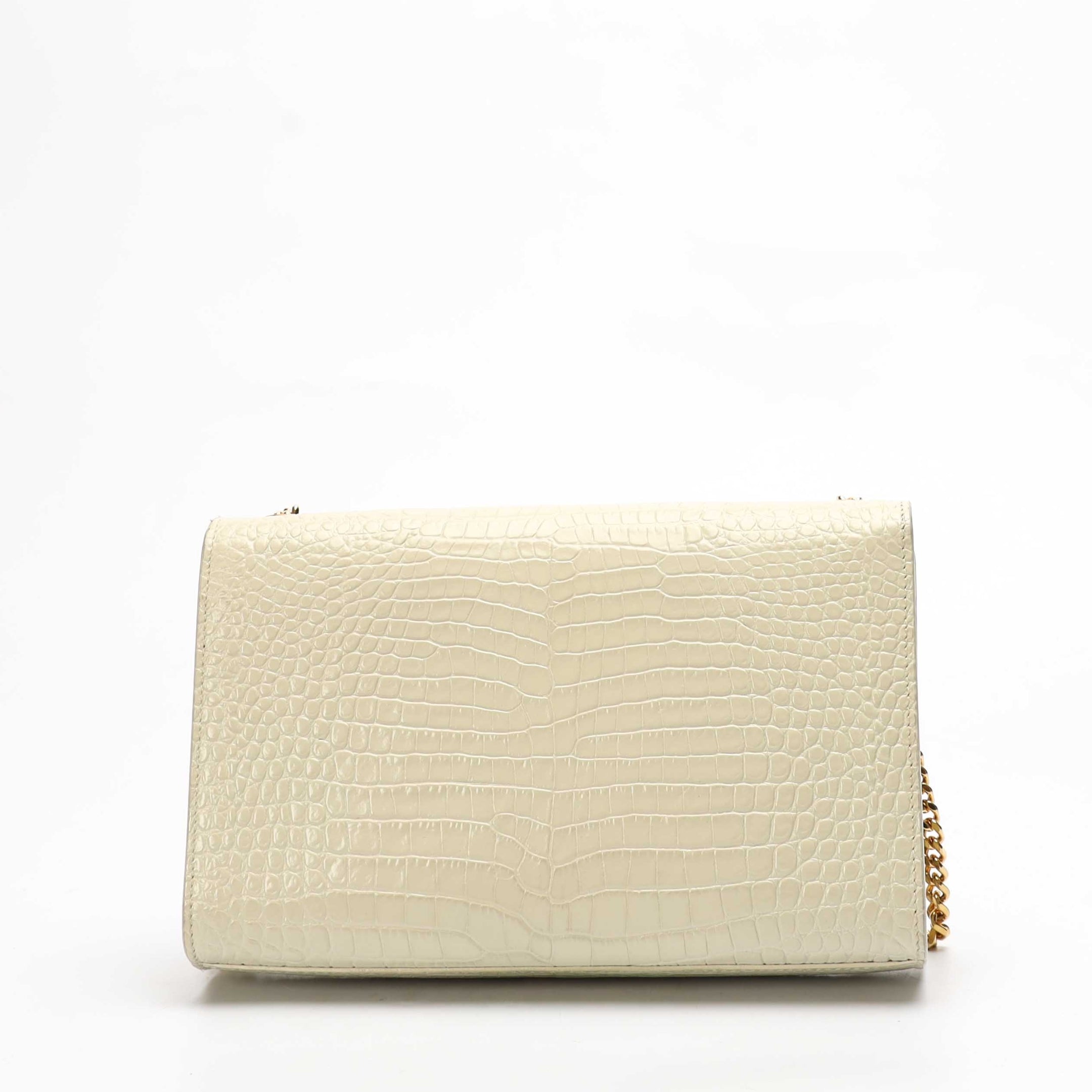 Saint Laurent Off White Croc Tassel Shoulder Bag