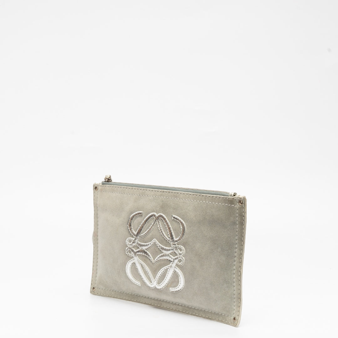 Loewe Grey Suede Wristlet