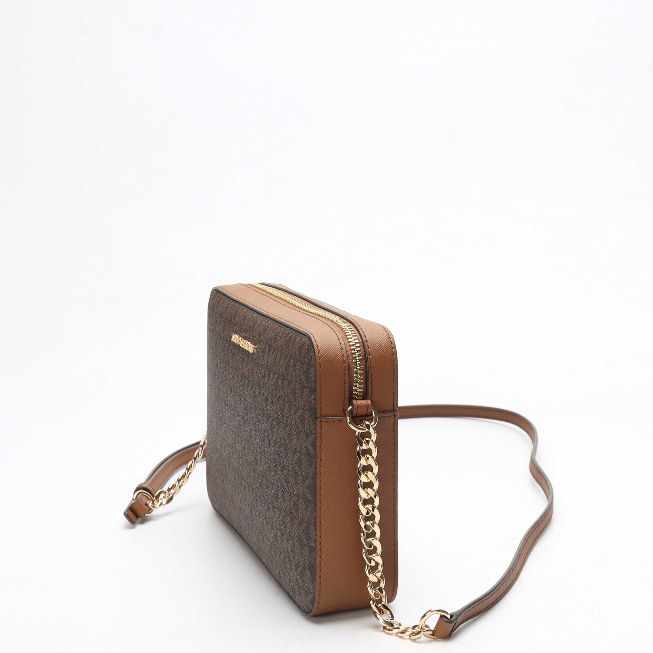 Michael Kors Brown Jet Set Logo Camera Crossbody Bag