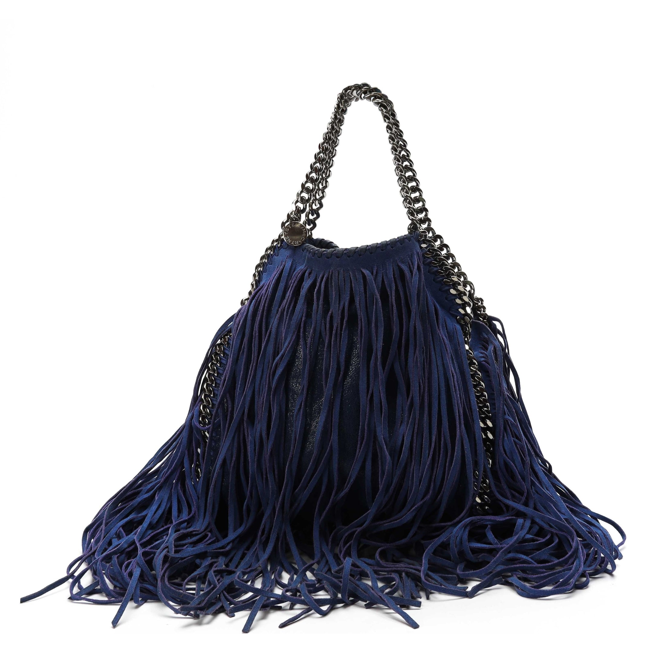 Stella McCartney Navy Suede Falabella Fringe Bag