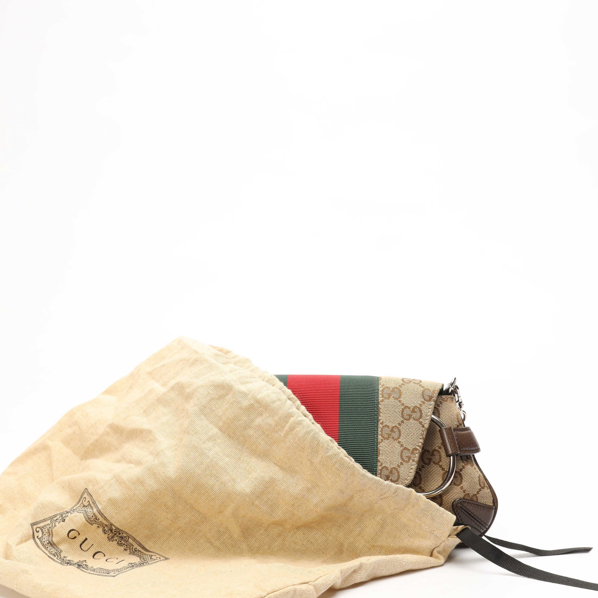 Gucci Beige Horsebit Chain Shoulder Bag