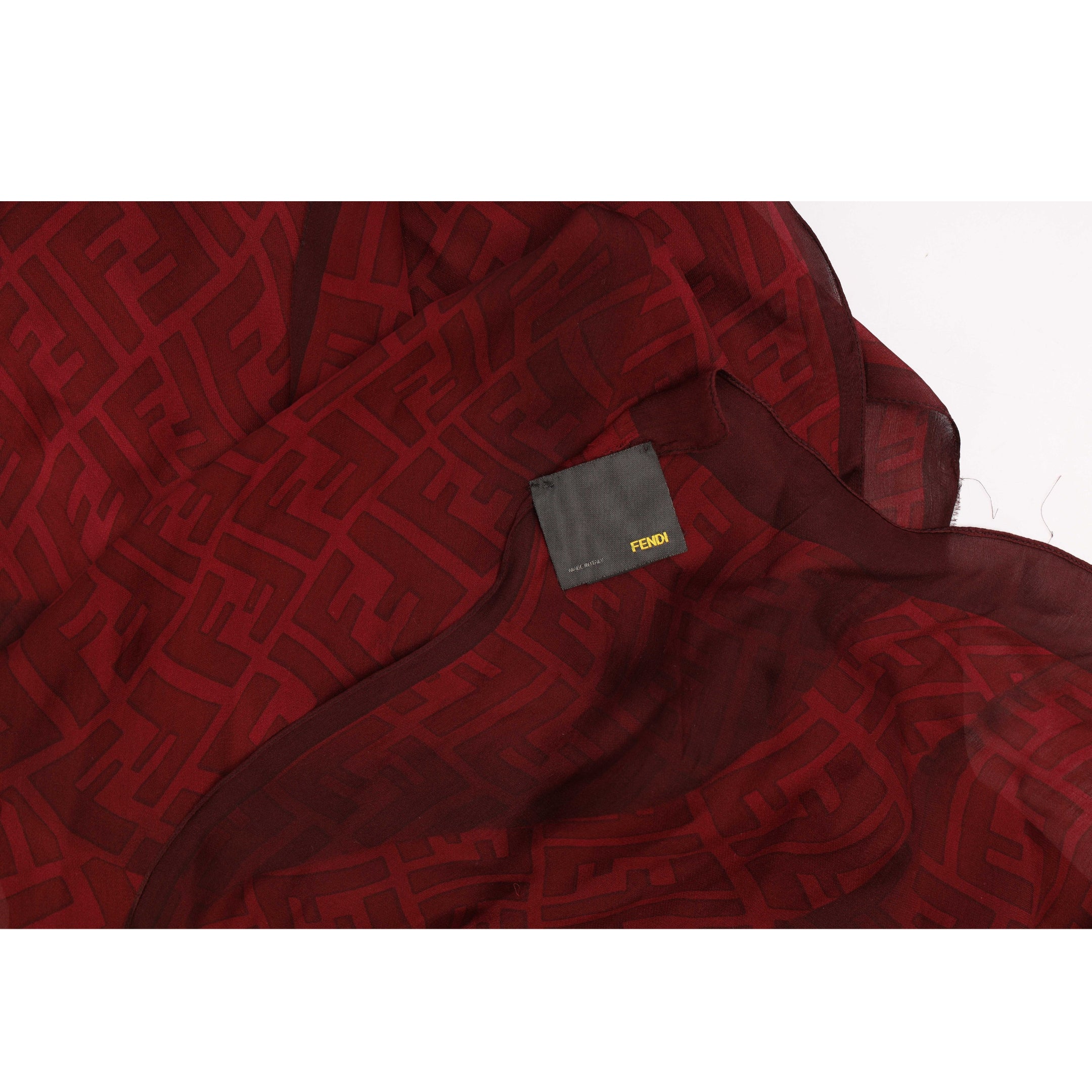 Fendi Two Tone Zucca Monogram Printed Silk Scarf
