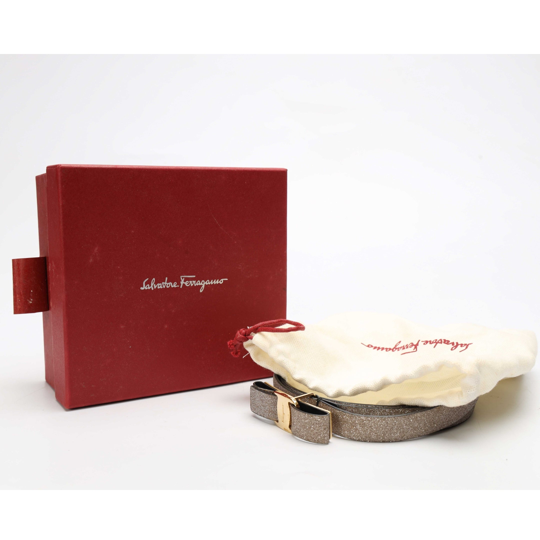 Salvatore Ferragamo Glittery Vara Bow Belt