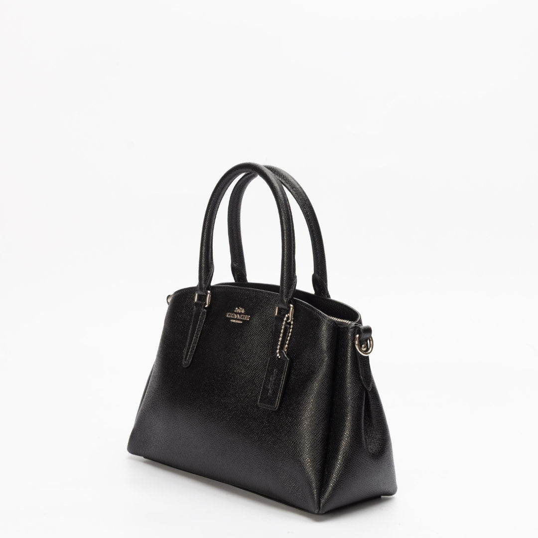 Coach Black Grained Leather Sage Carryall Satchel