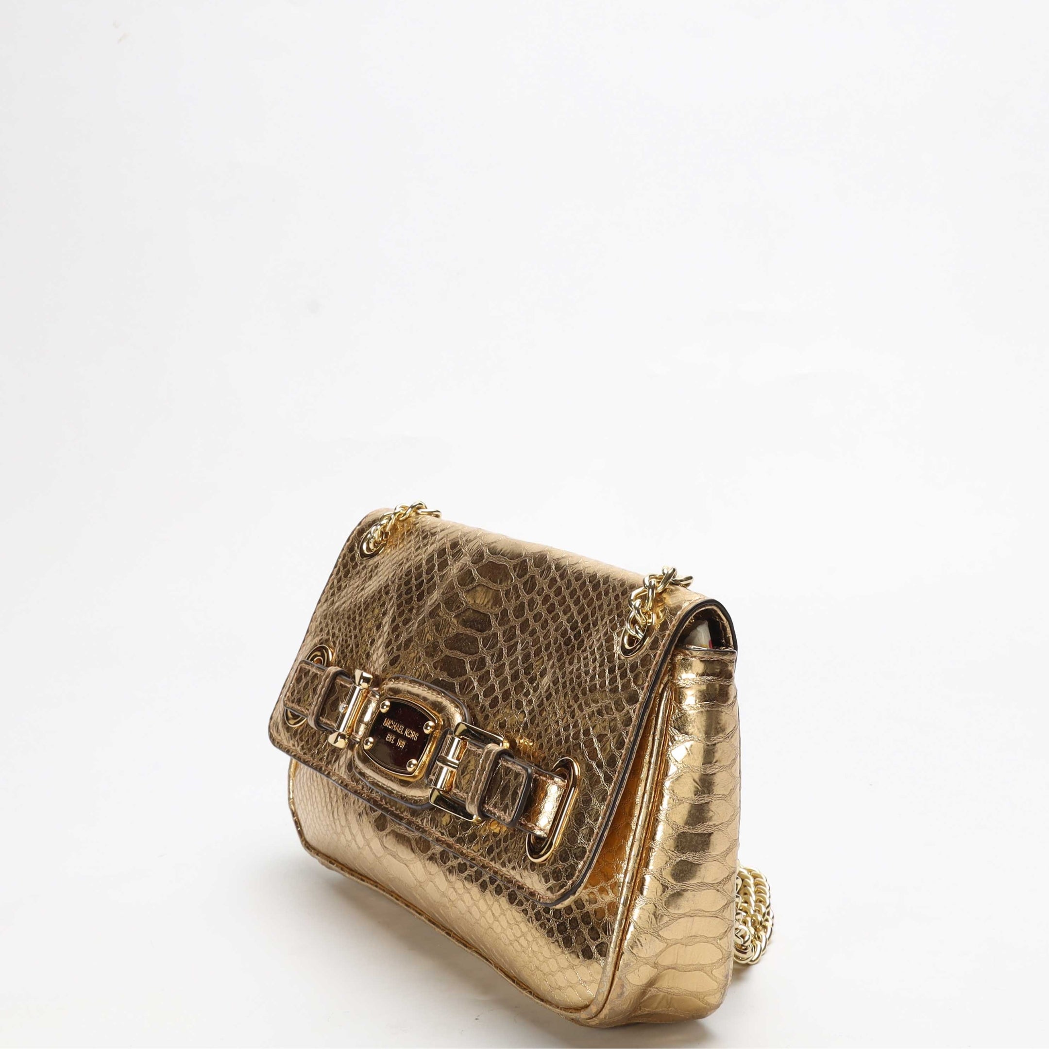 Michael Kors Gold Metallic Python Shoulder Bag